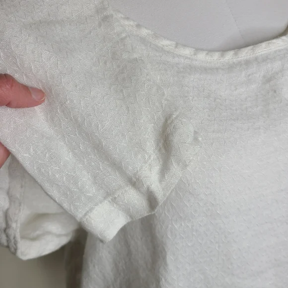 Flax Linen Shirt Top Blouse Long Sleeve White Textured S - Picture 4 of 7